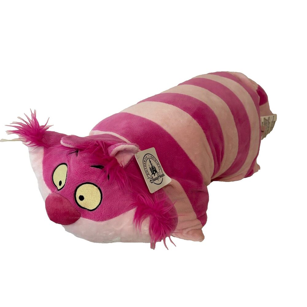 Disney Parks Cheshire Cat Pillow Plush Stuffed Animal Purple Pink 20" NWT